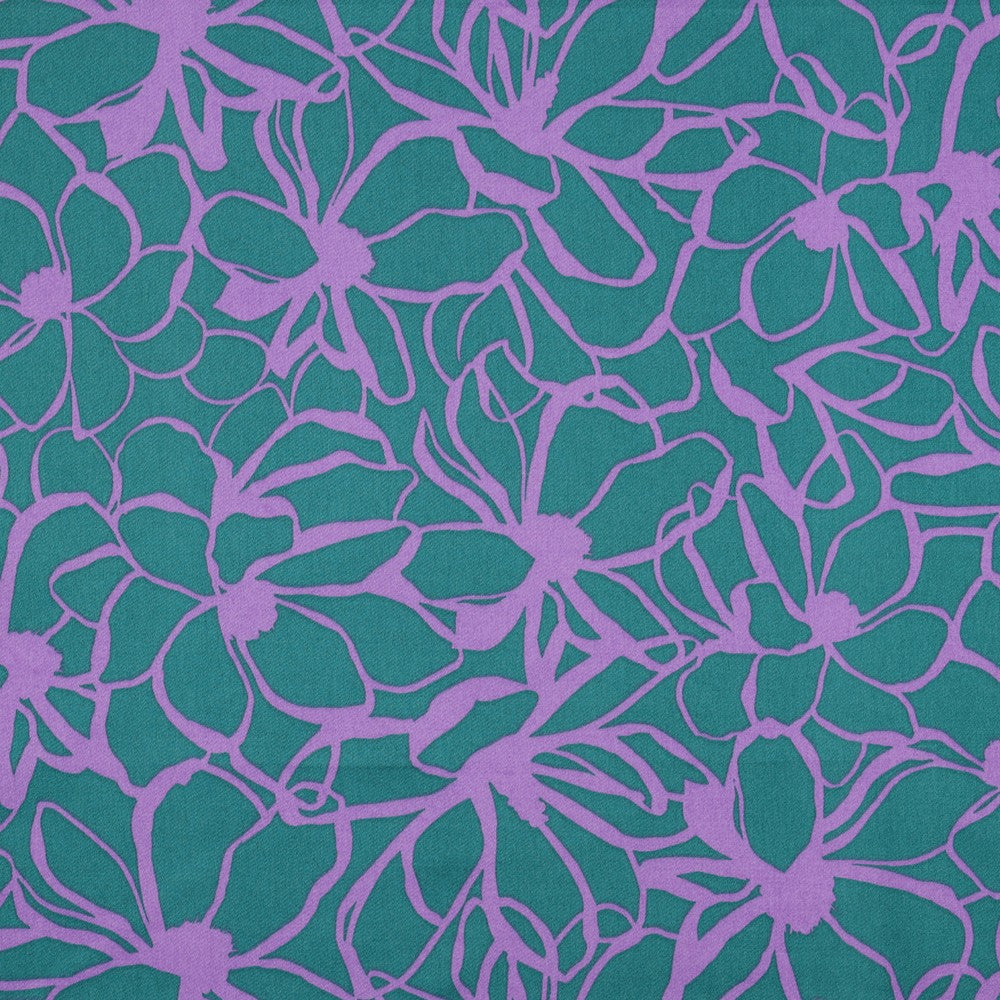 Baumwolle Satin "Magnolie" Petrol