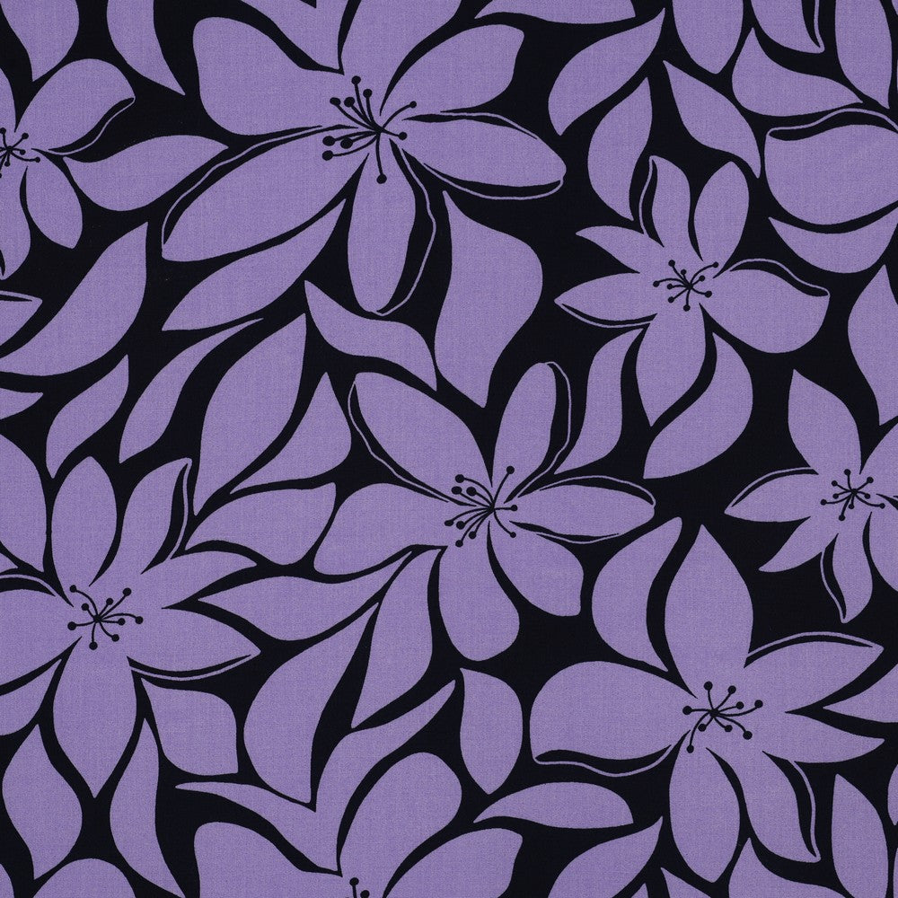 Viskose "Blumen" Navy/Lila