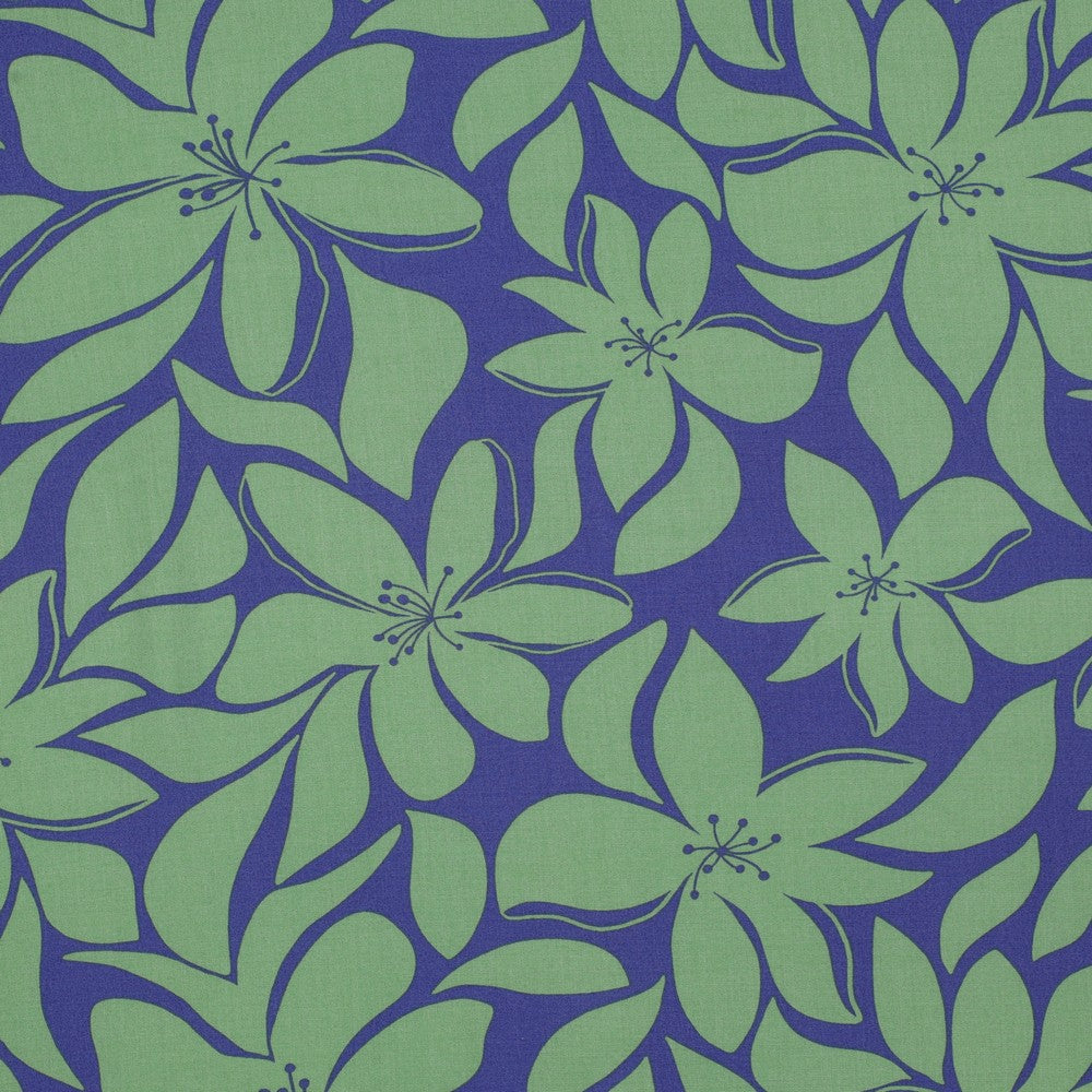 Viskose "Blumen" Grün/Lila