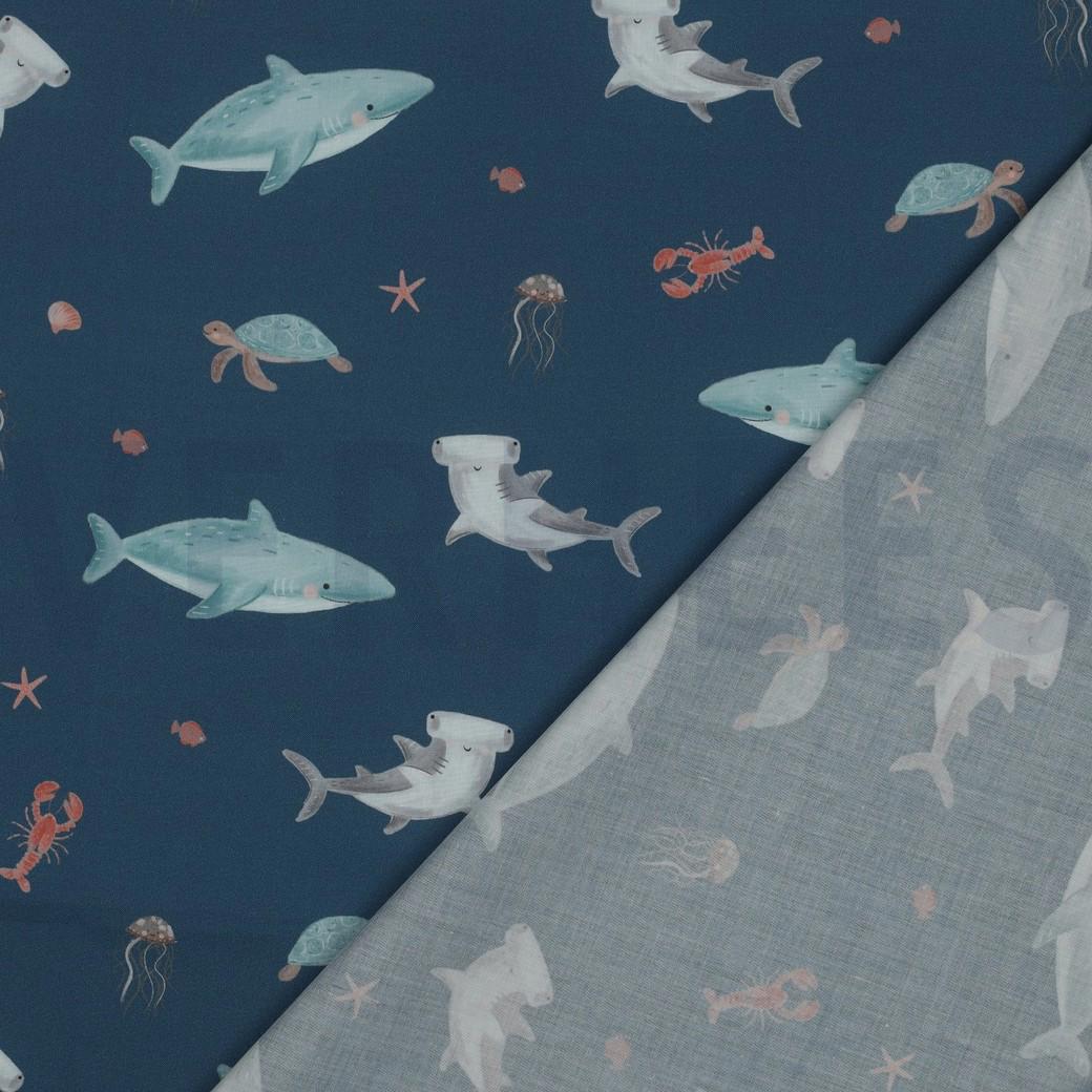 Baumwolle " Sea Life" petrol