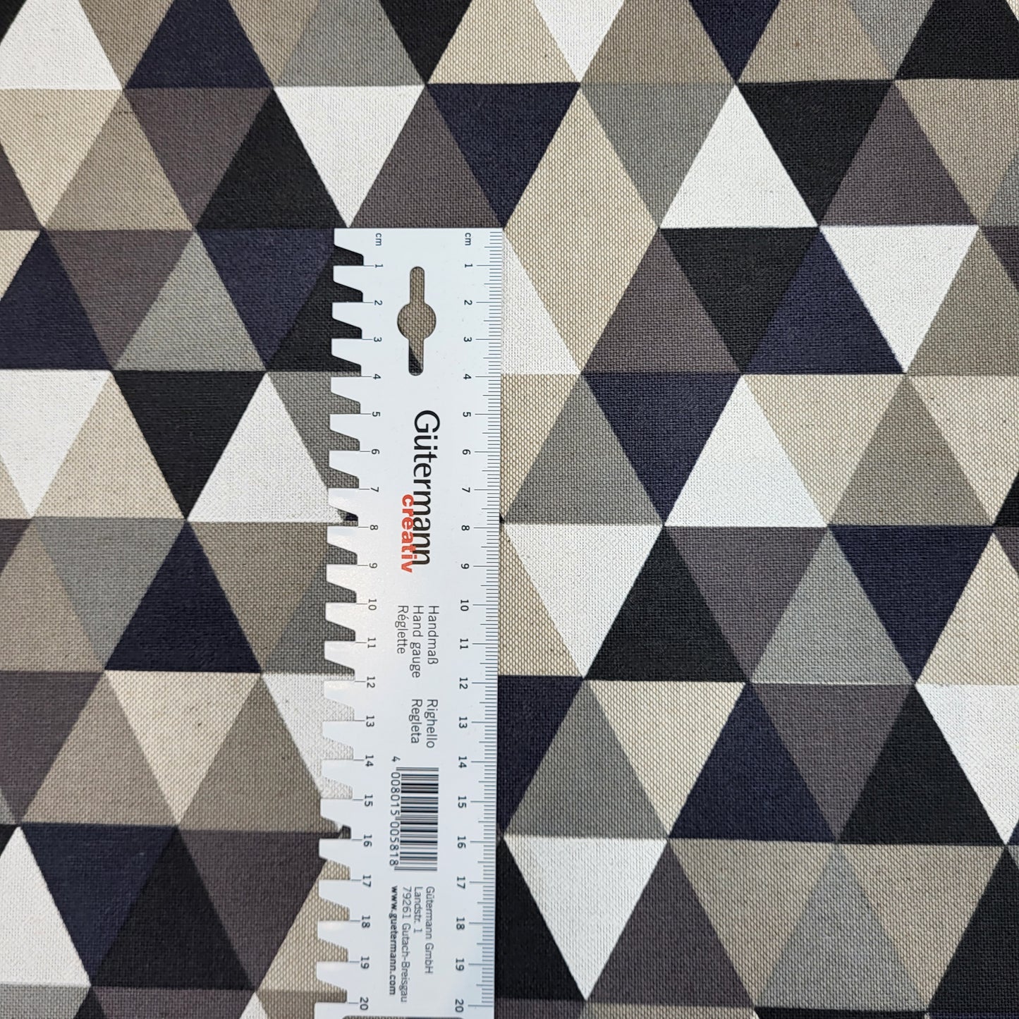 Dekostoff "Dreiecke" schwarz, grau