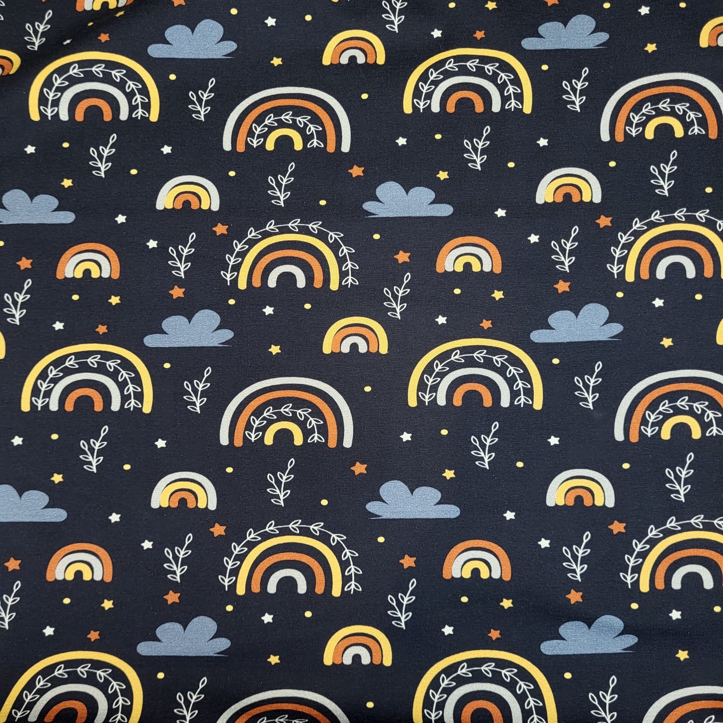 Baumwolljersey "Regenbogen" Navy