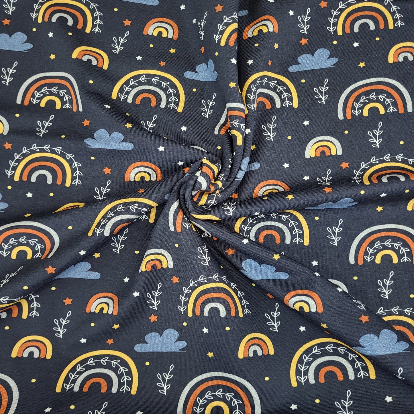 Baumwolljersey "Regenbogen" Navy