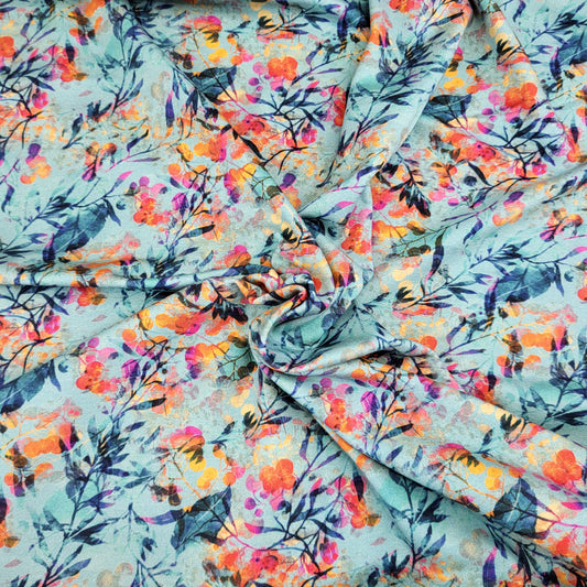 Baumwolljersey "Blumentanz" Sea Green