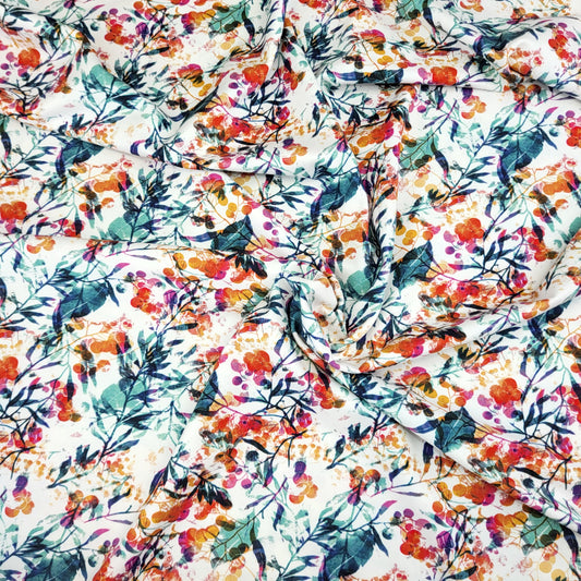 Baumwolljersey "Blumentanz" Off White