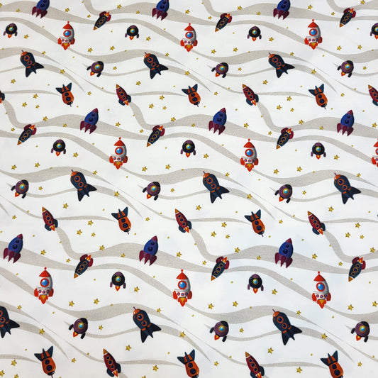 Baumwolljersey "Rakete" Weiß