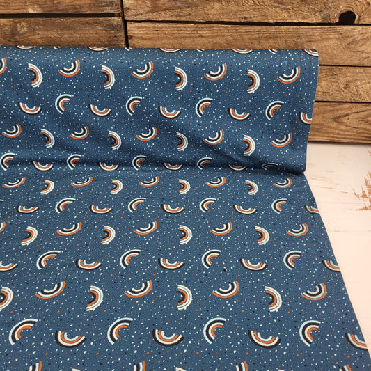 Baumwolljersey "Regenbogen" Jeansblau