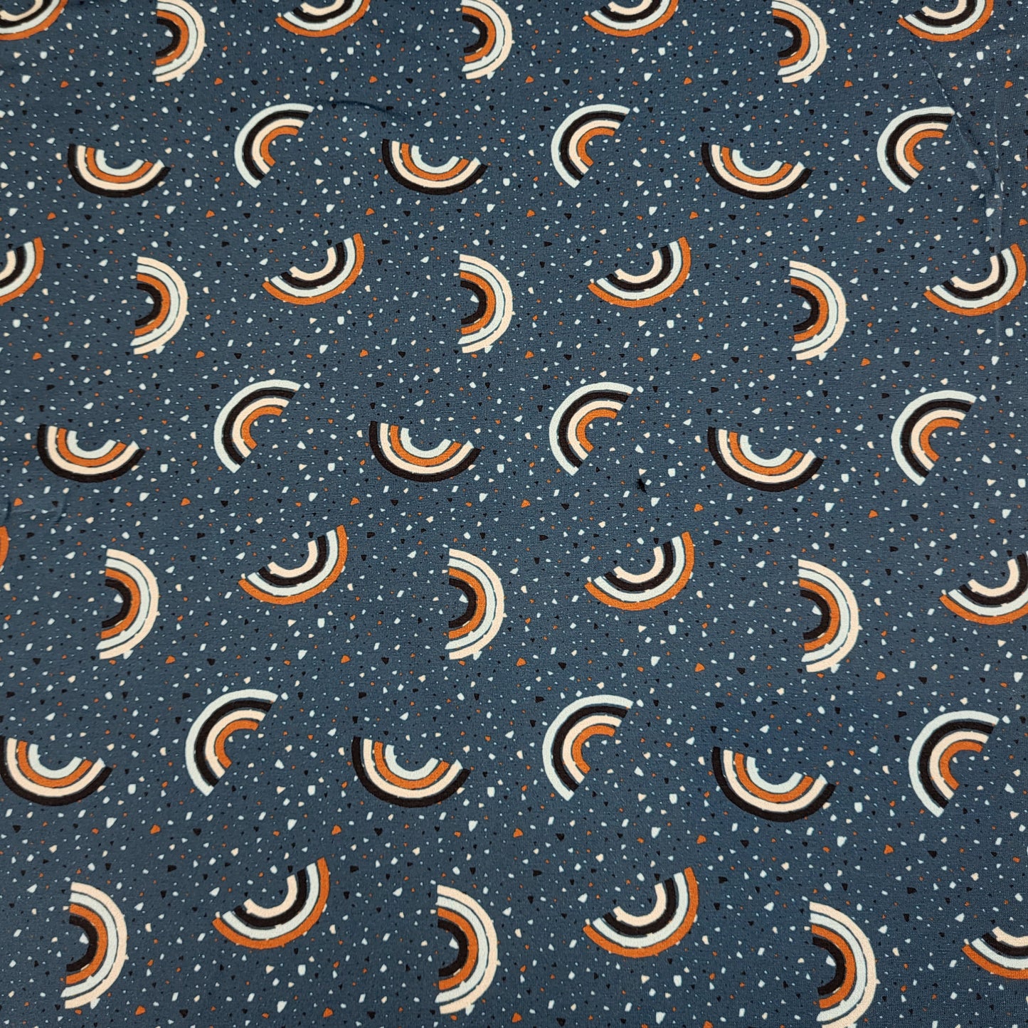 Baumwolljersey "Regenbogen" Jeansblau