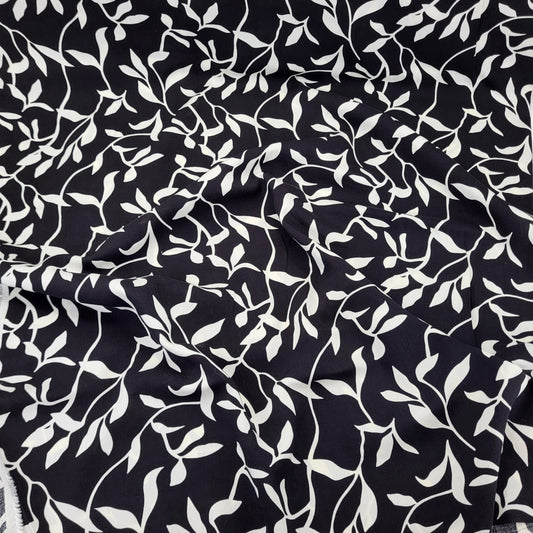 Viskose "Blätterranken" schwarz