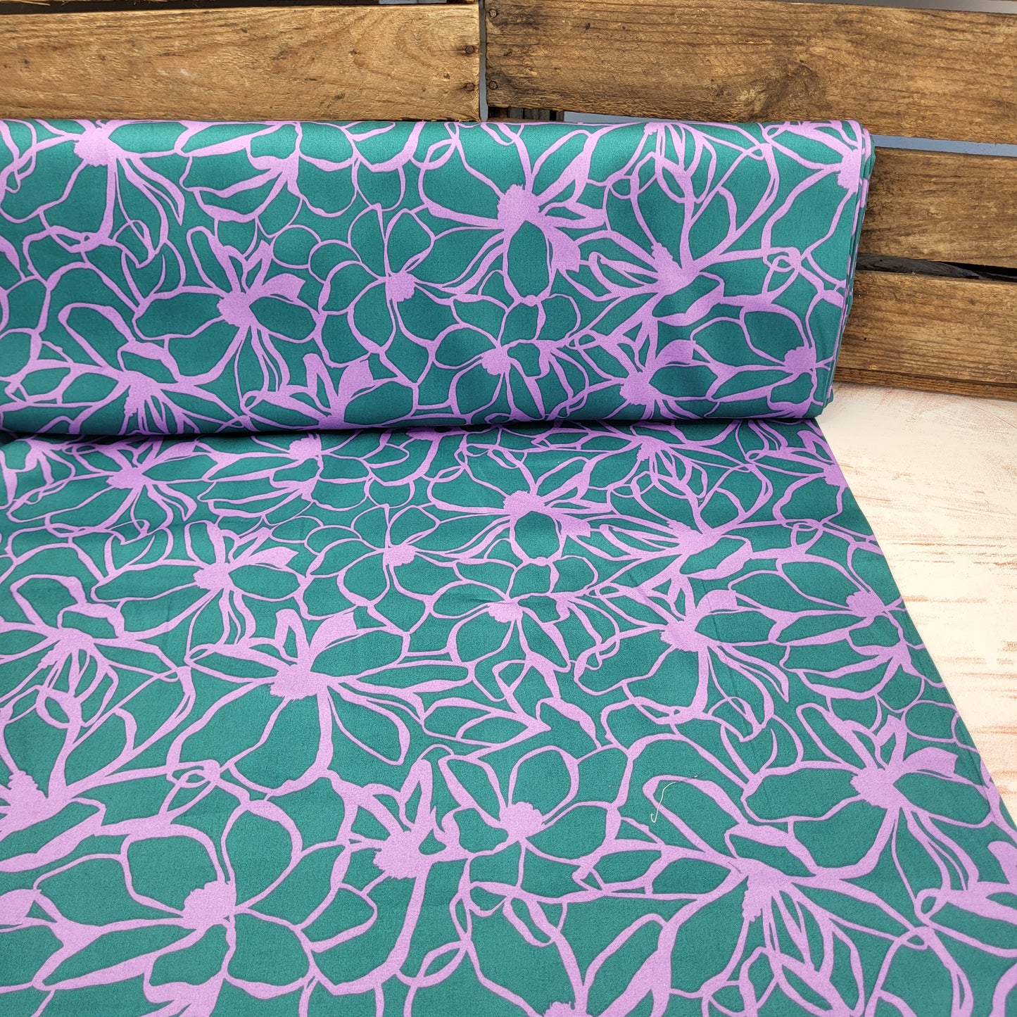 Baumwolle Satin "Magnolie" Petrol
