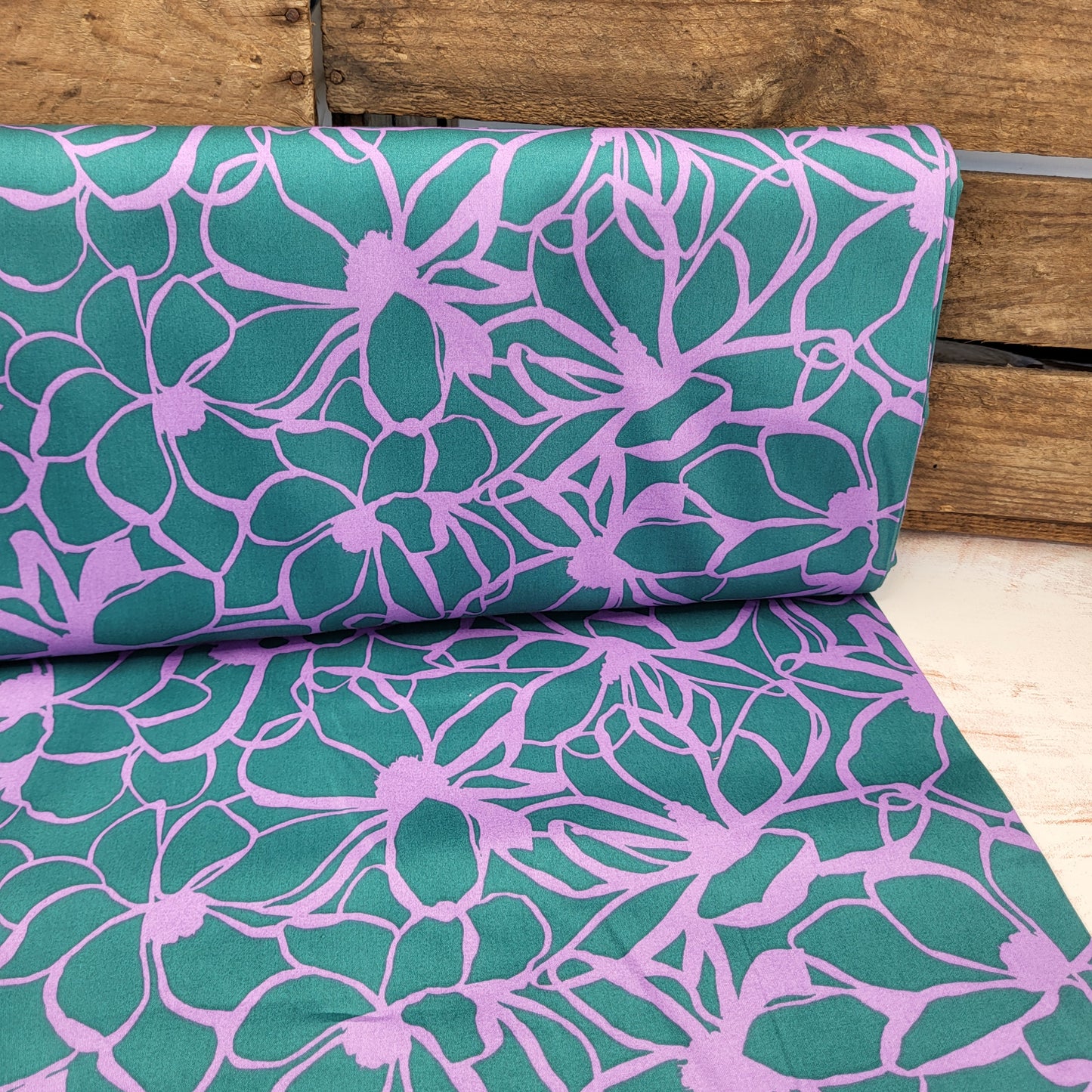 Baumwolle Satin "Magnolie" Petrol