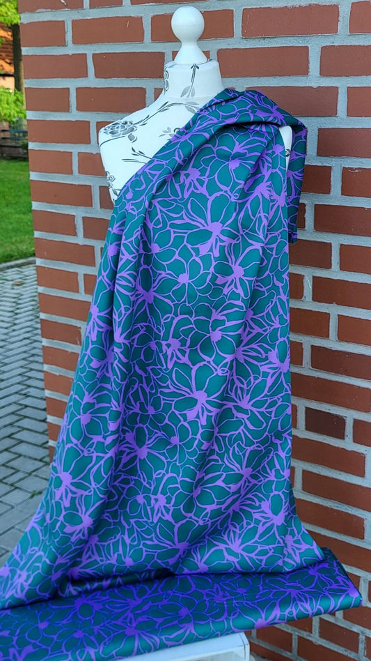 Baumwolle Satin "Magnolie" Petrol