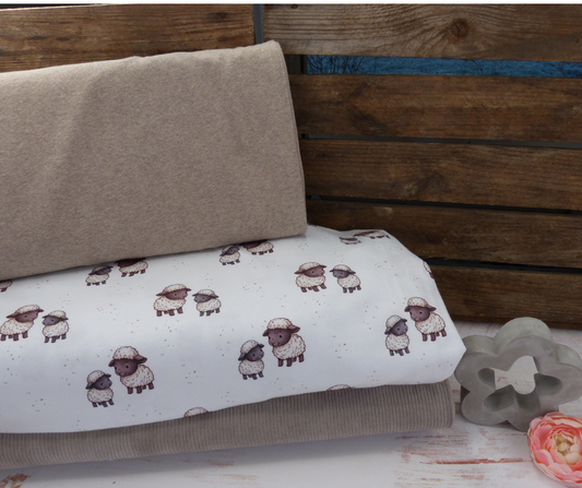 Stoffpaket Schäfchen mit Cordjersey