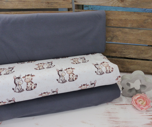 Stoffpaket Kuh und Esel mit Jersey