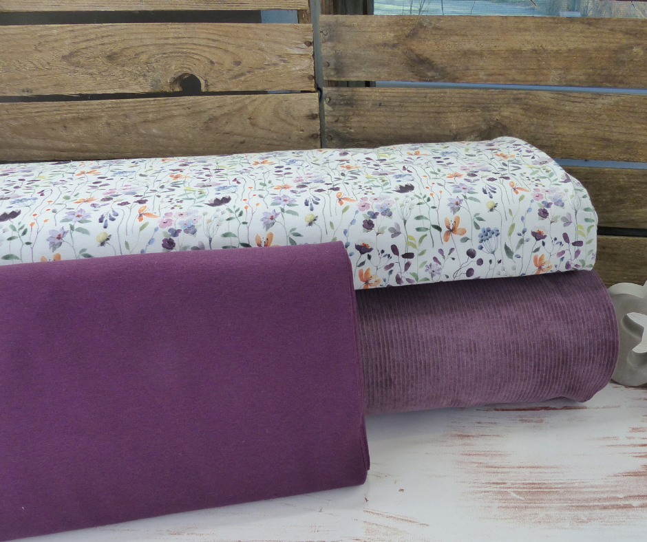 Stoffpaket Blümchen mit Cordjersey
