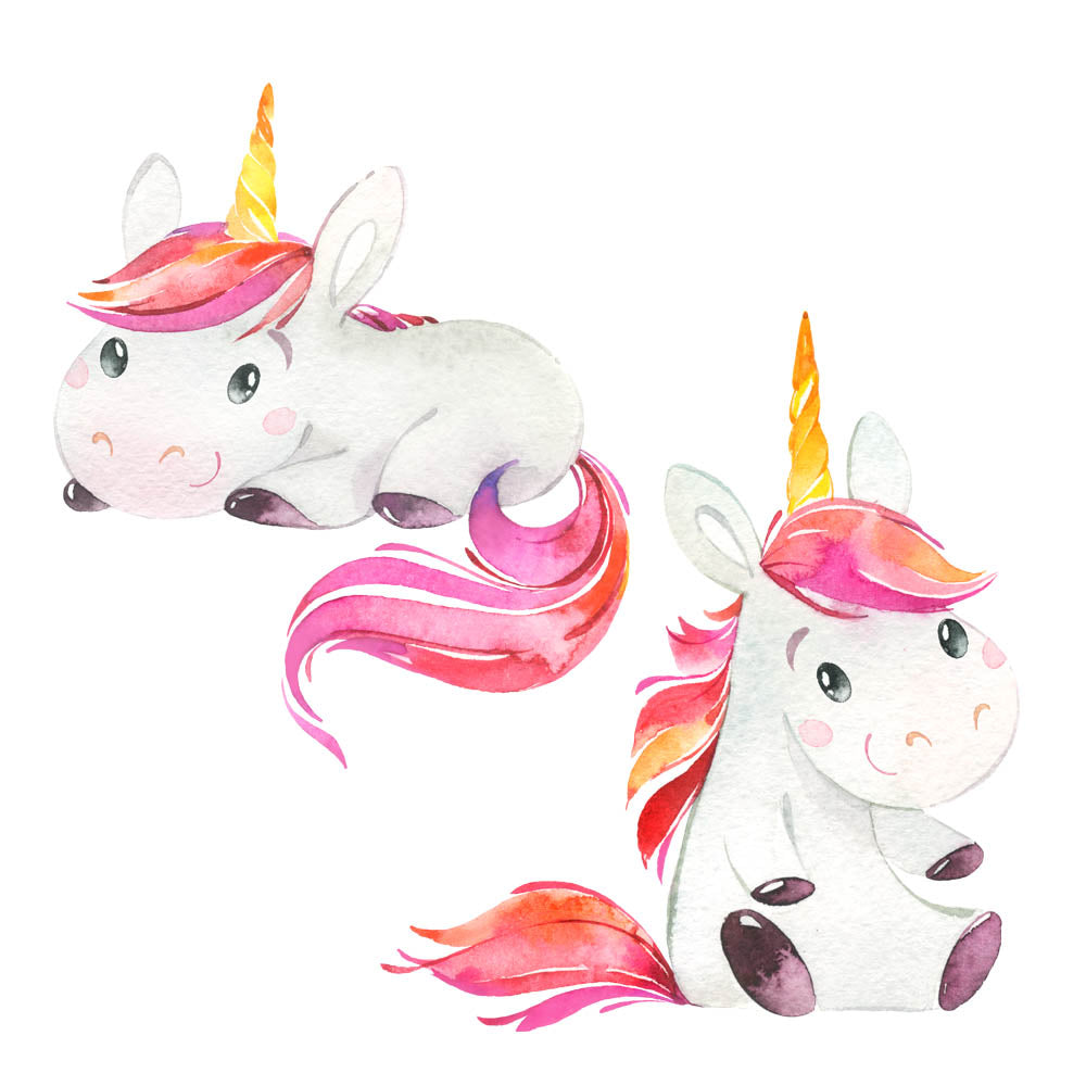 Bügelbild Set 2x Einhörner Rosa