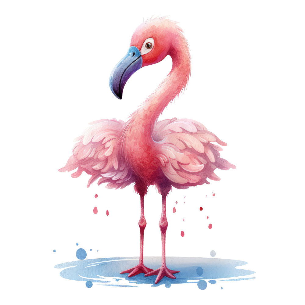 Bügelbild Flamingo mit Wasser