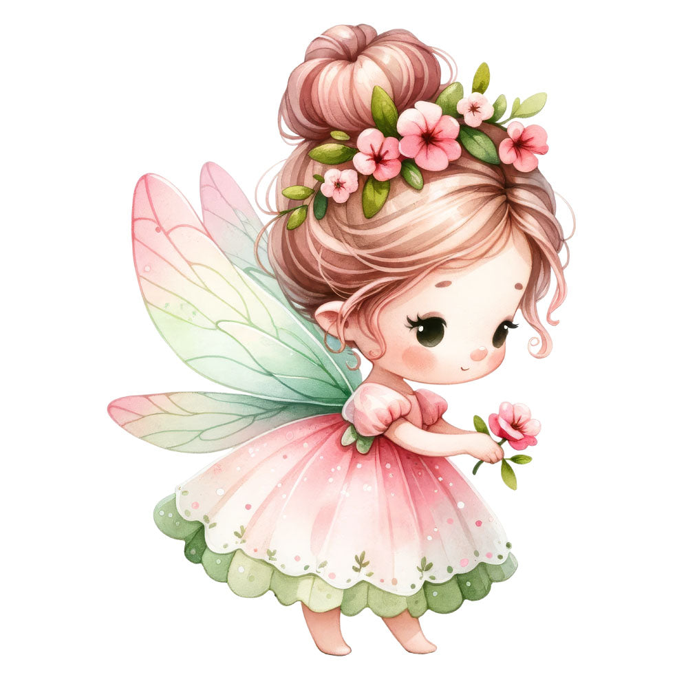 Bügelbild Fee rosa/grün