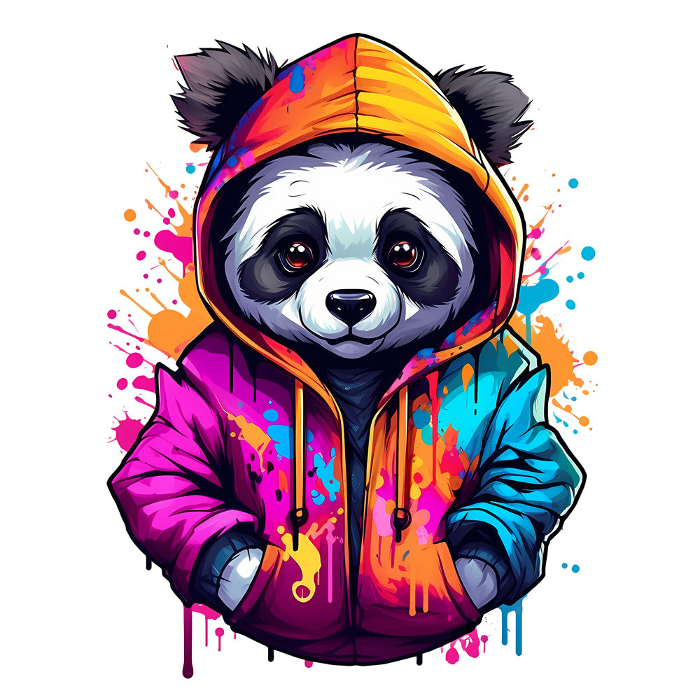 Bügelbild Panda mit Hoodie