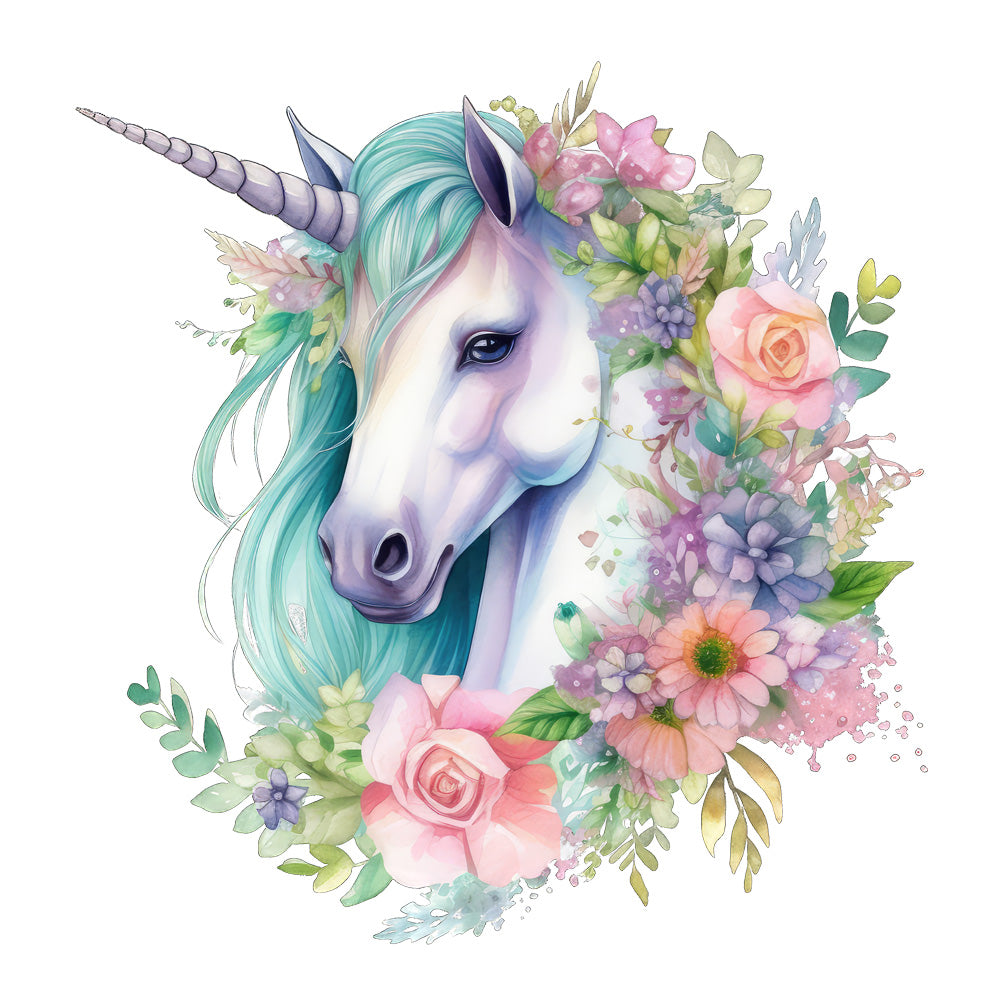 Bügelbild Einhorn Pastell grünlich
