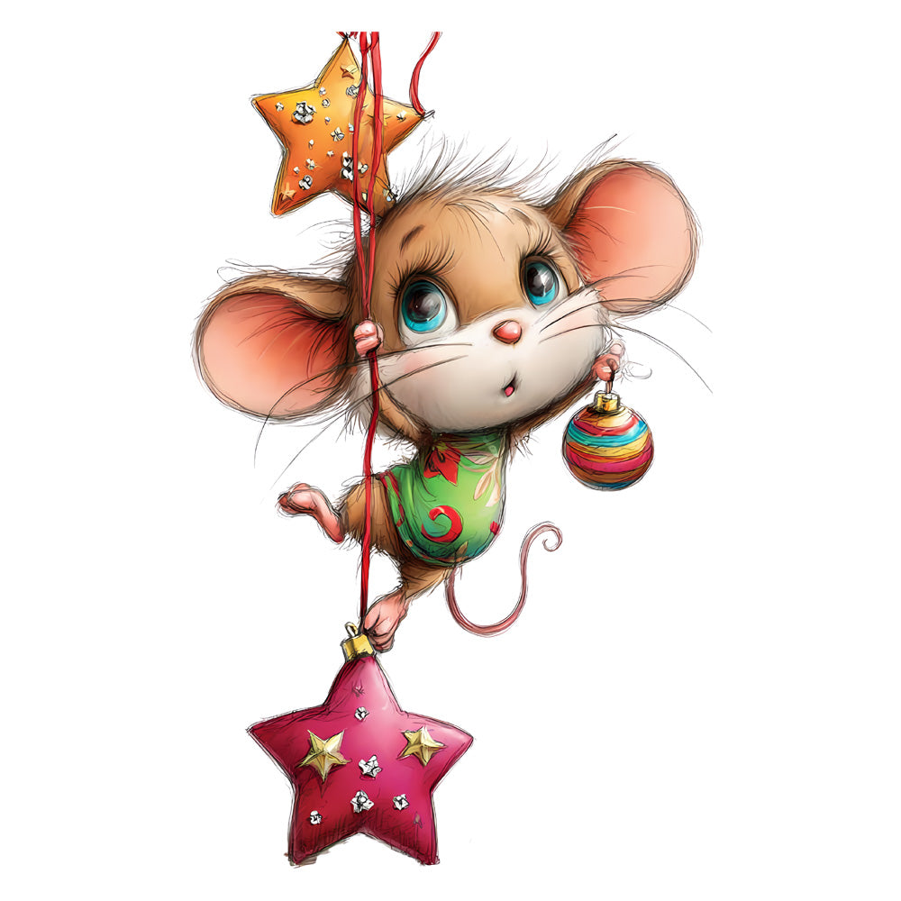 Bügelbild Maus am Stern