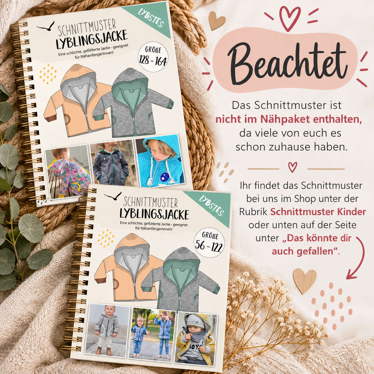 Nähpaket "Lyblingsjacke" (Gr.86-134) mit Teddyfleece