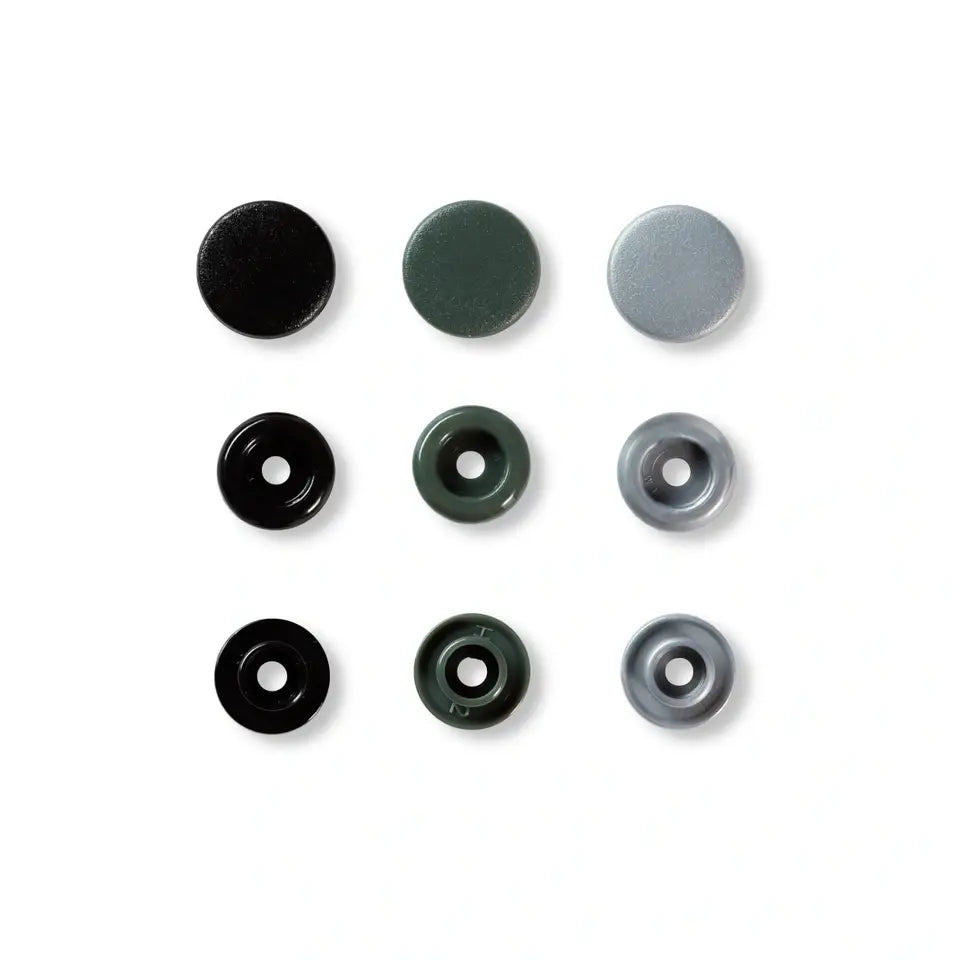 Color Snaps, silber, schwarz, dunkelgrau
