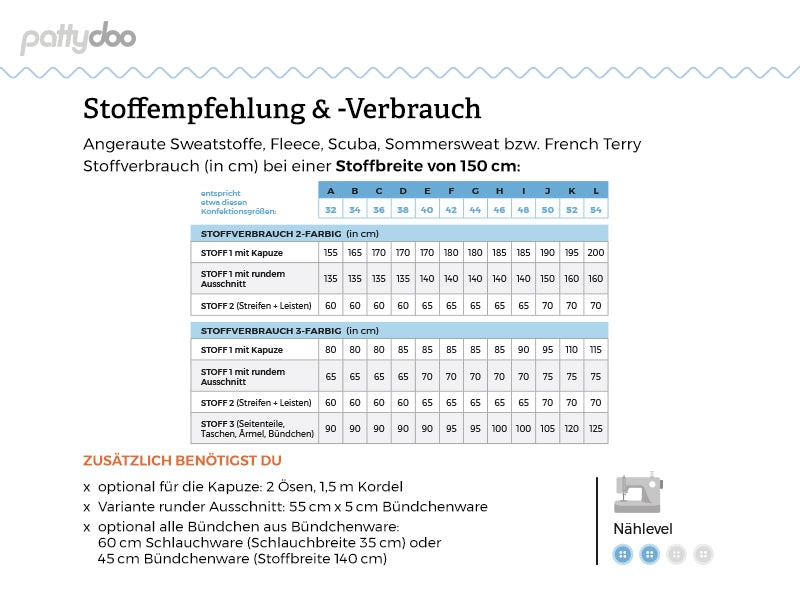 Schnittmuster Hailey Hoodie & Sweatshirt by pattydoo