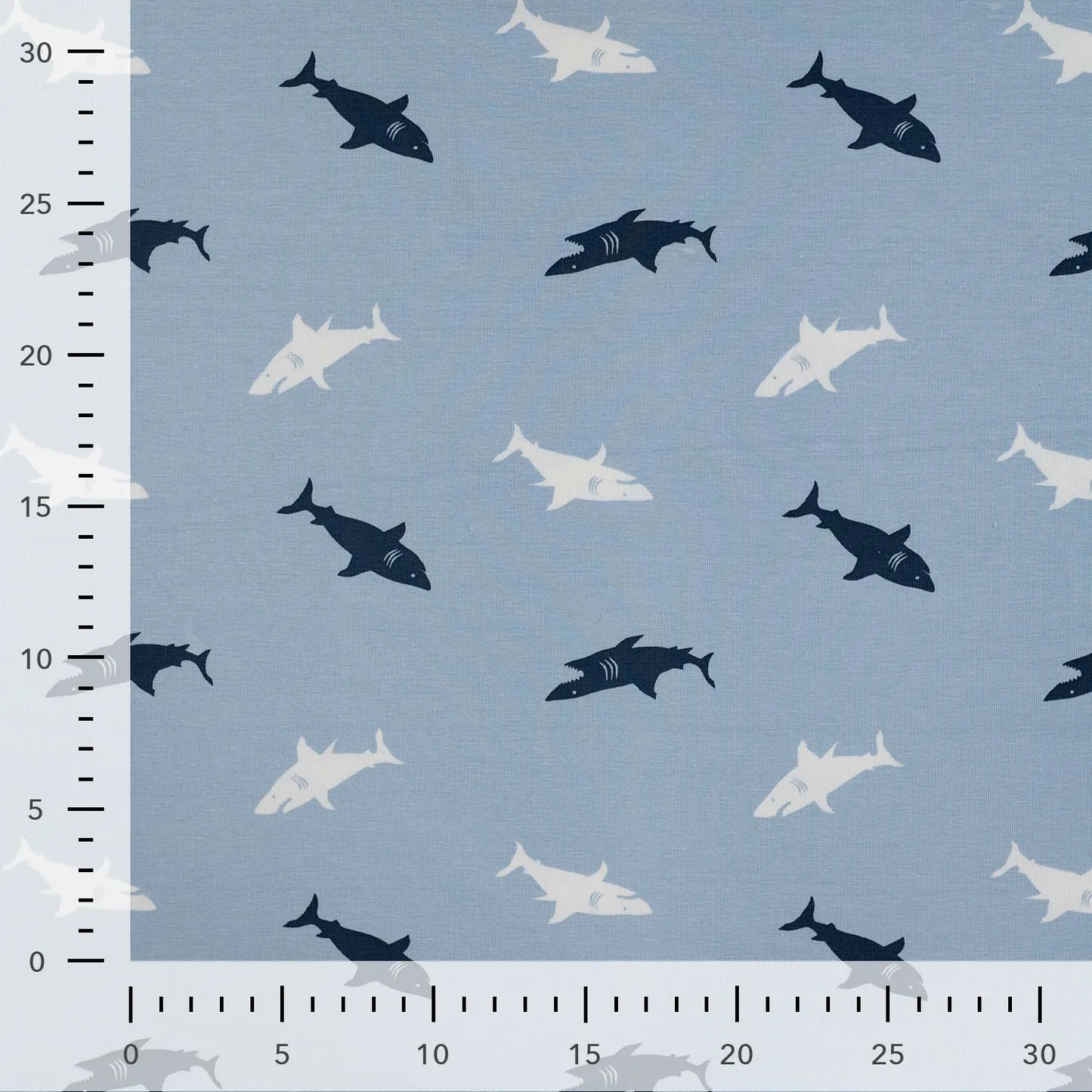 Baumwolle Jersey "Hai" blau