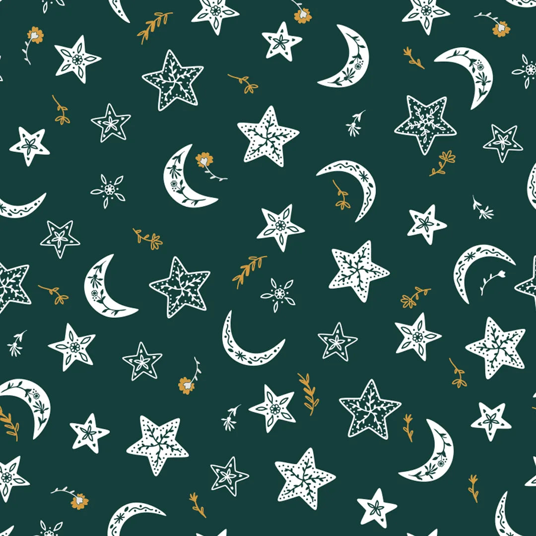 Baumwolle- Webware-Mond und Sterne