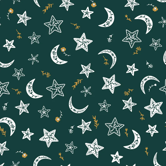 Baumwolle- Webware-Mond und Sterne