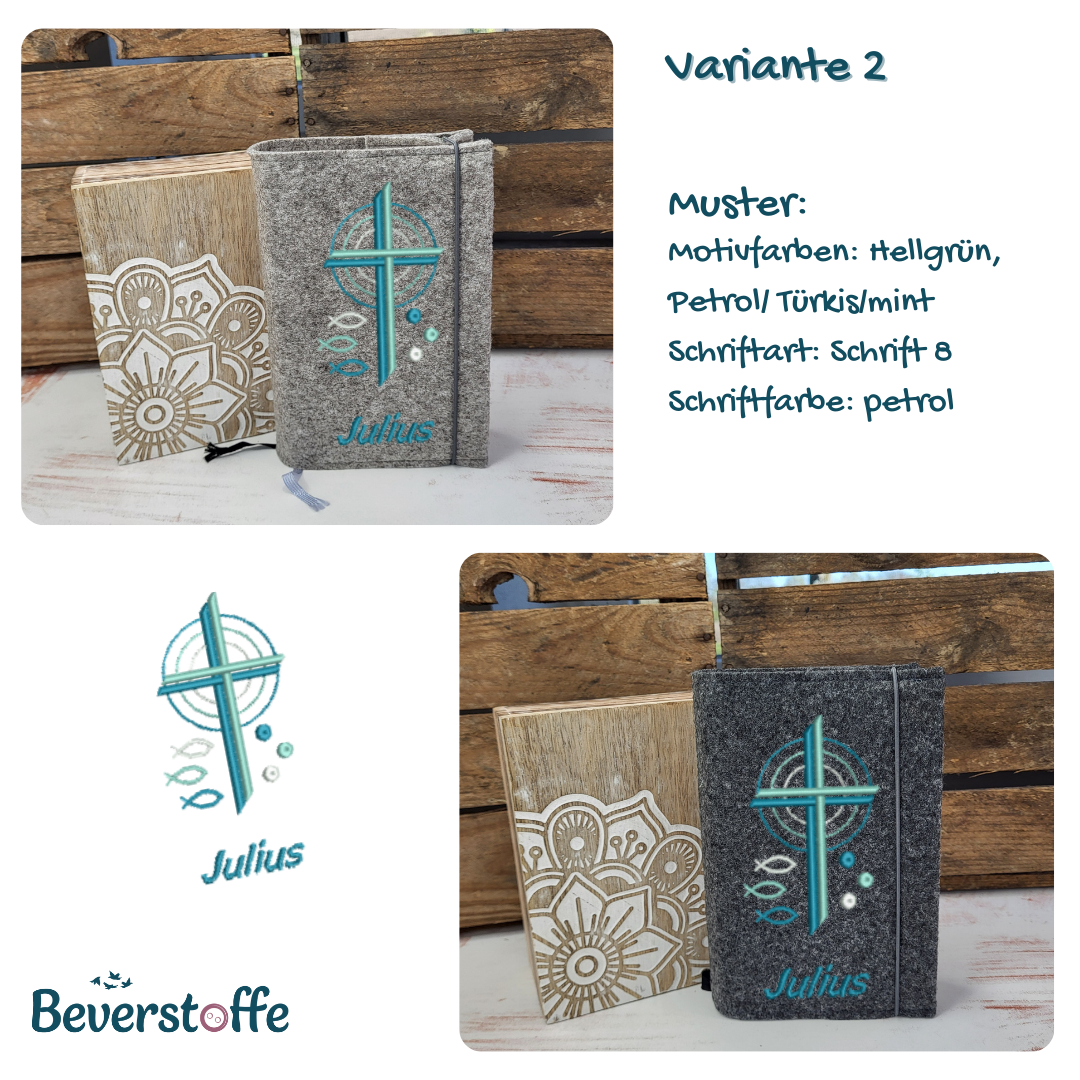 Gotteslobhülle-Kreuz, Fische, Wassertropfen