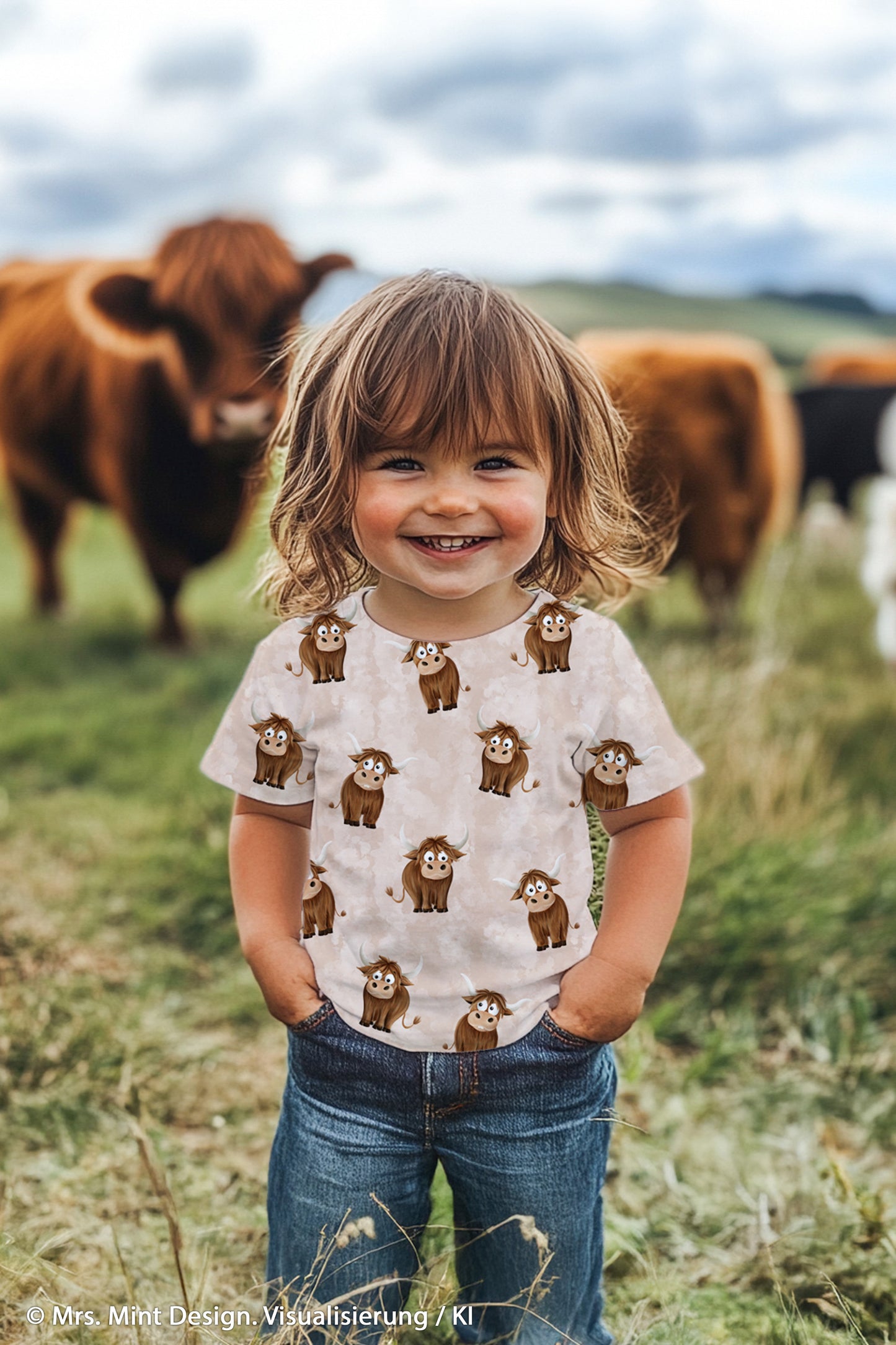 French Terry Holy Cow by Mrs. Mint Design beige-rose