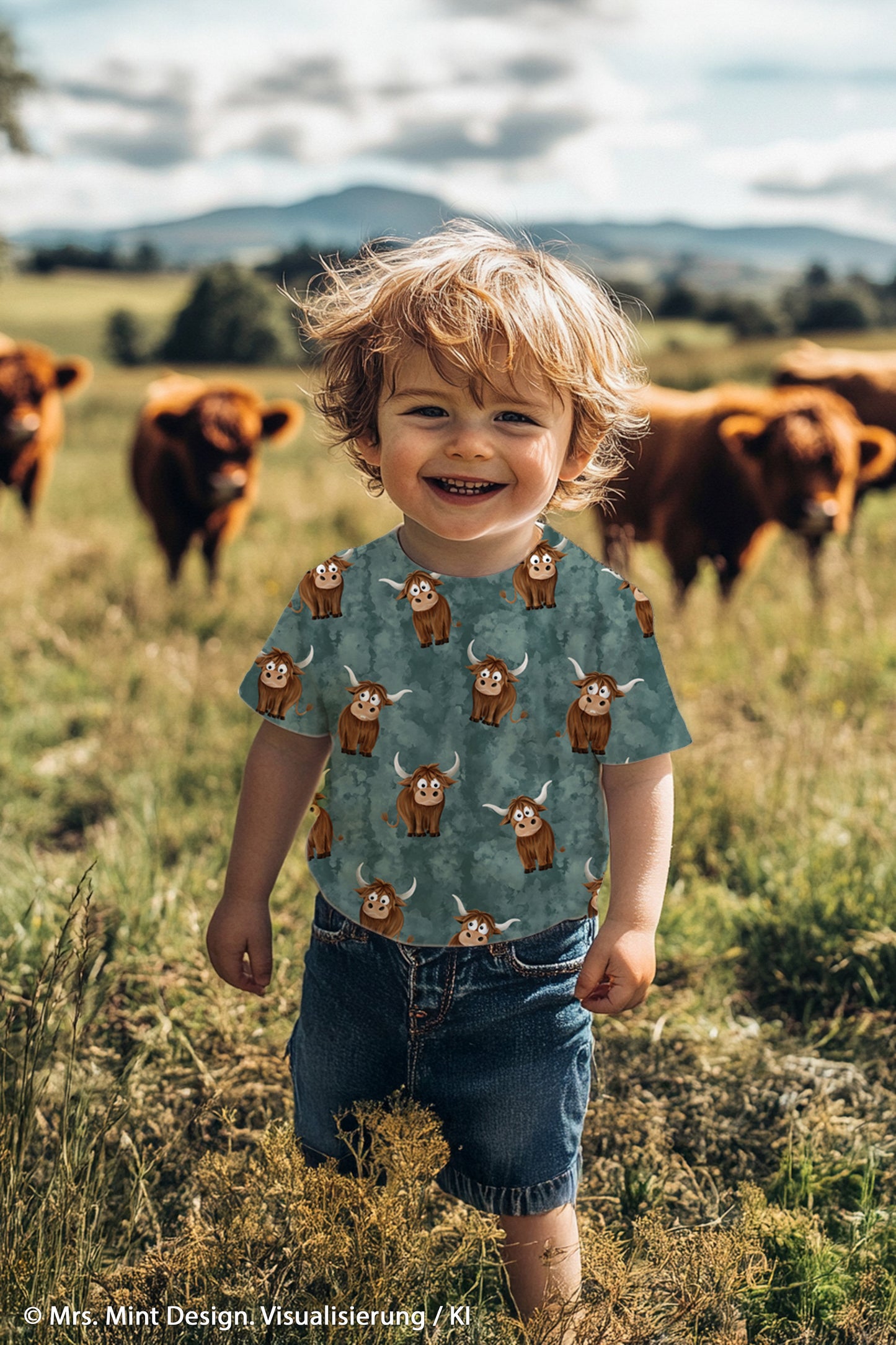 French Terry Holy Cow by Mrs. Mint Design grün