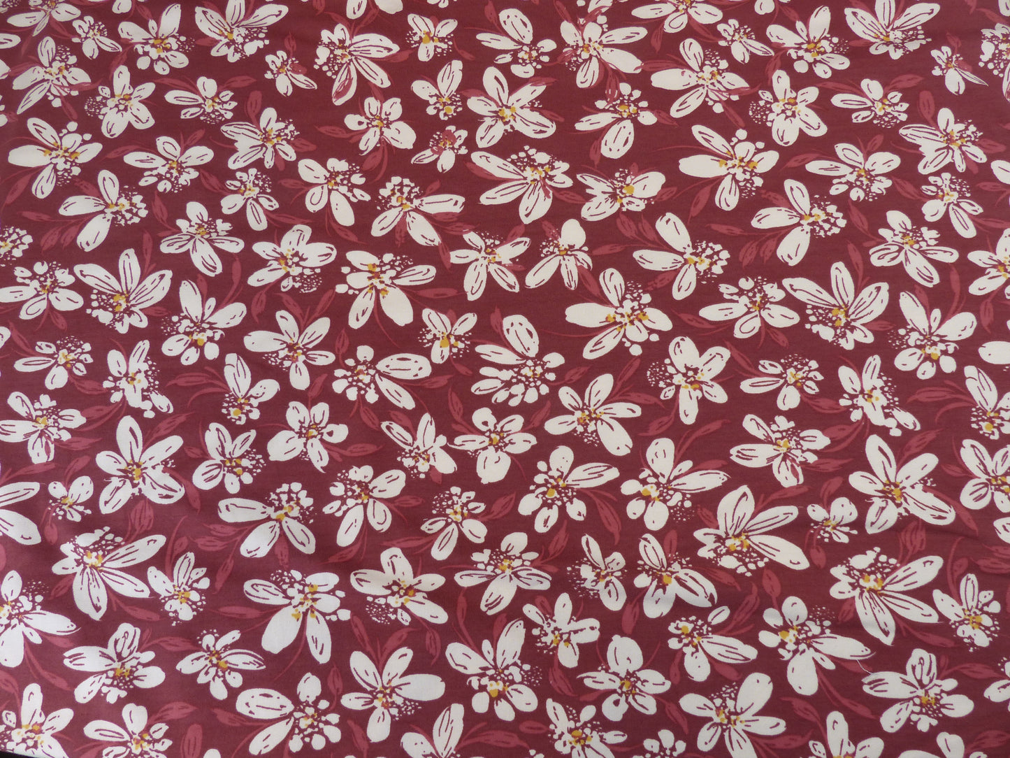 French Terry "Flower " Bordeaux