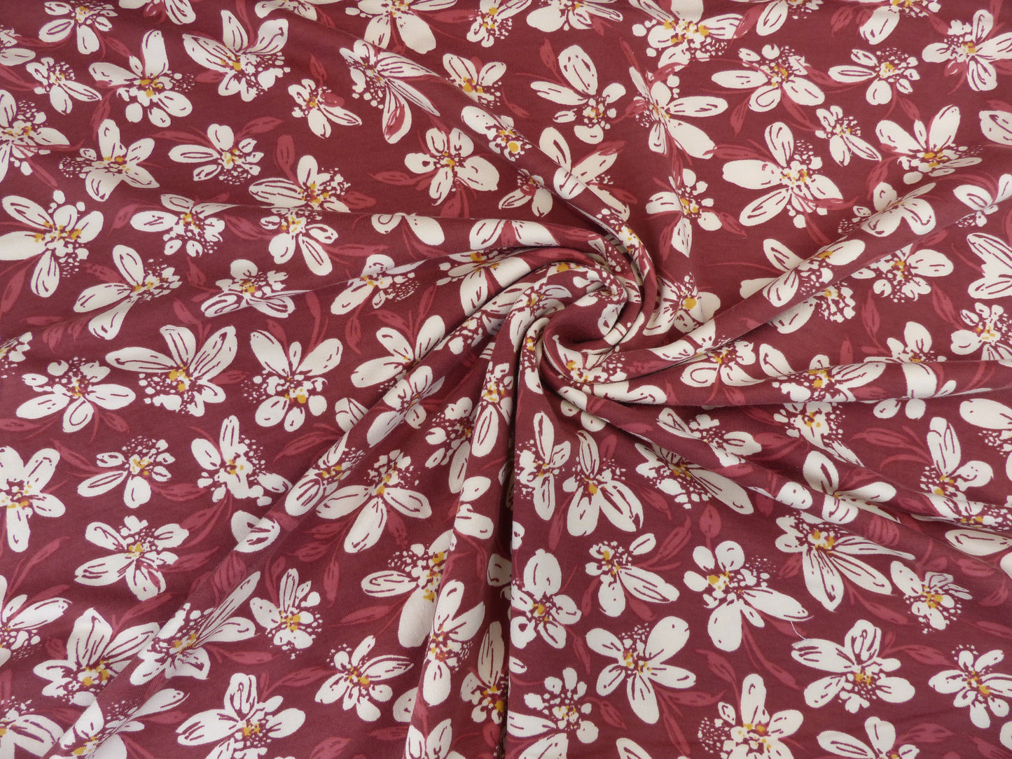 French Terry "Flower " Bordeaux