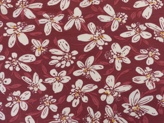 French Terry "Flower " Bordeaux
