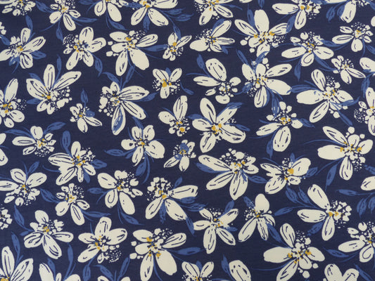 French Terry "Flower " Navy
