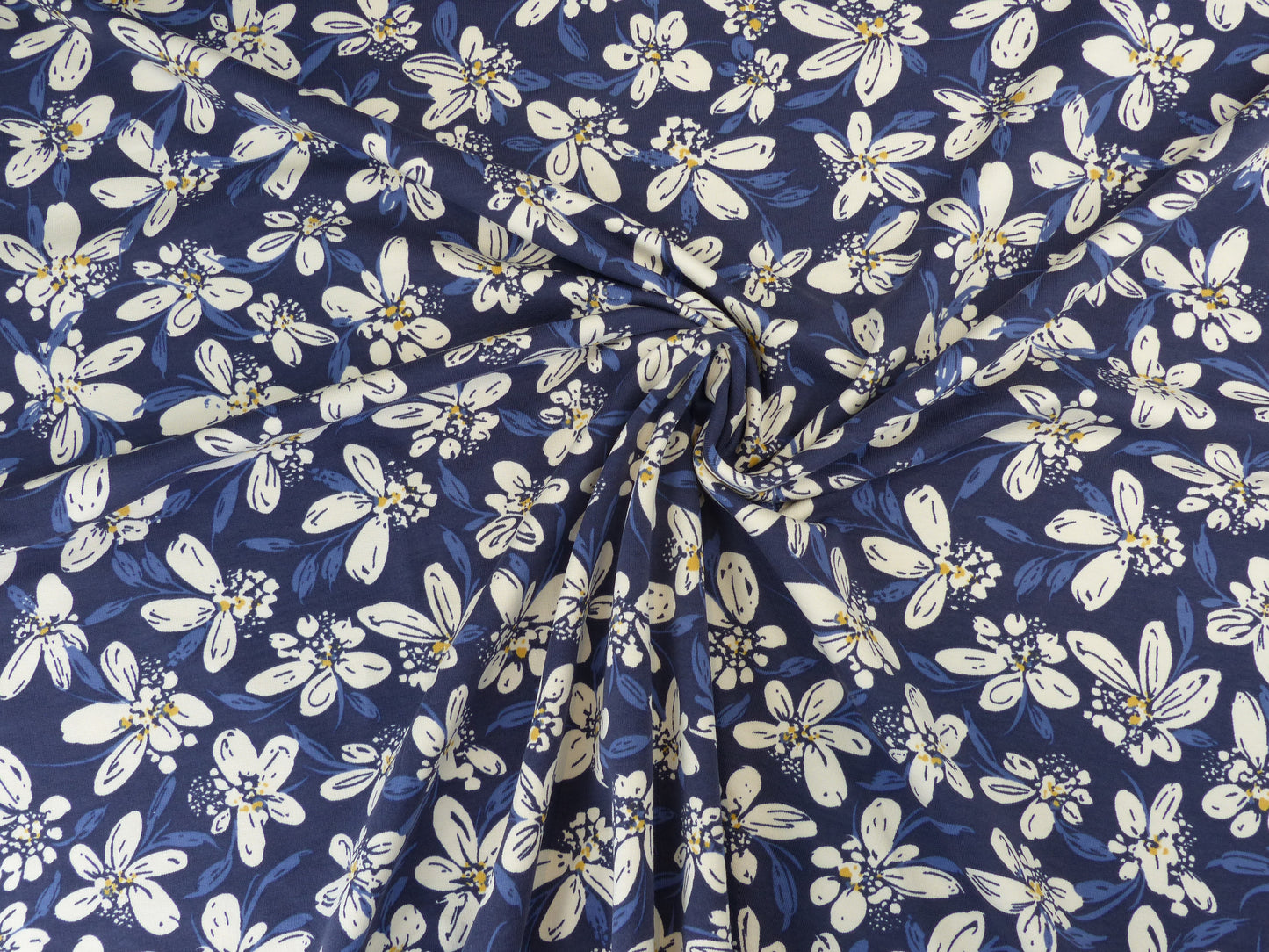 French Terry "Flower " Navy