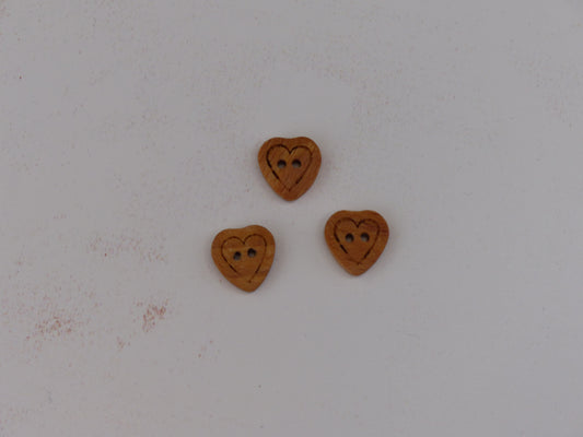 Holzknopf 2-Loch, 18mm "Herz"