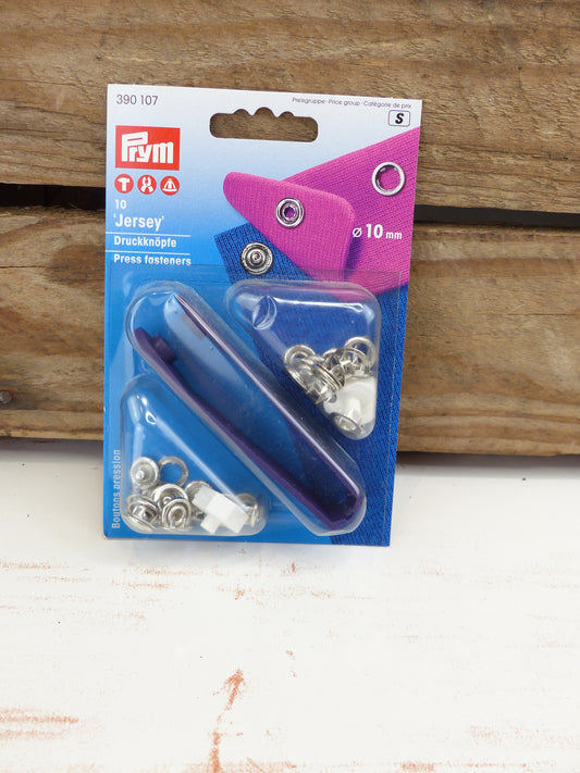 Nähfrei-Druckknopf "Jersey", Zackenring, 10mm, silberfarbig