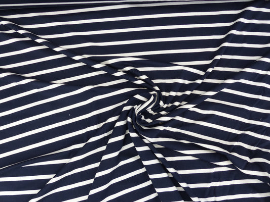 Viskosejersey-Streifen-navy