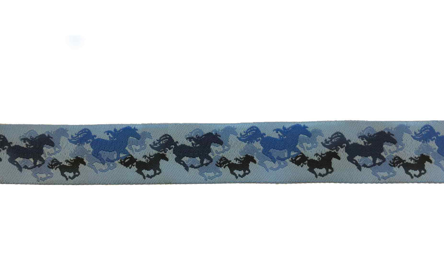 Webband Pferd, blau