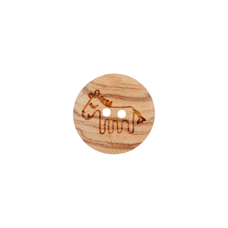 Holzknopf 2-Loch Pferd
