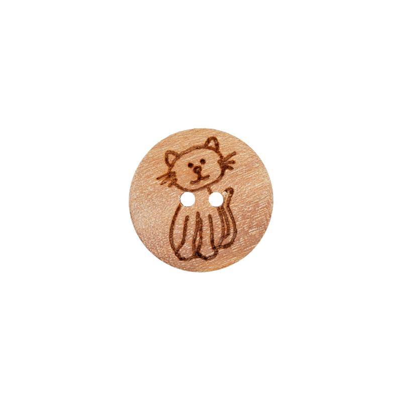 Holzknopf 2-Loch Katze