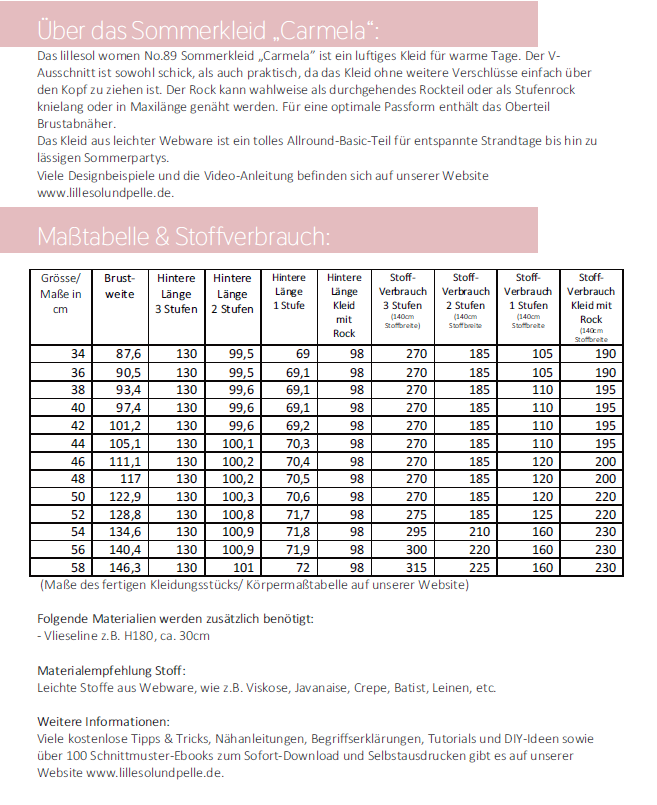 Papierschnittmuster lillesol women No.89 Sommerkleid "Carmela"