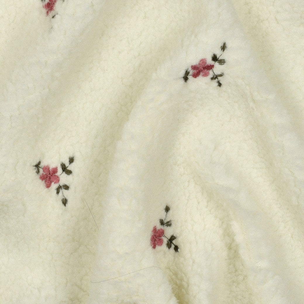 Teddy Fleece "Blümchen" Ecru