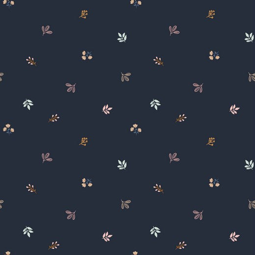 Baumwolle/Popelin " Giraffe und Blätter" navy