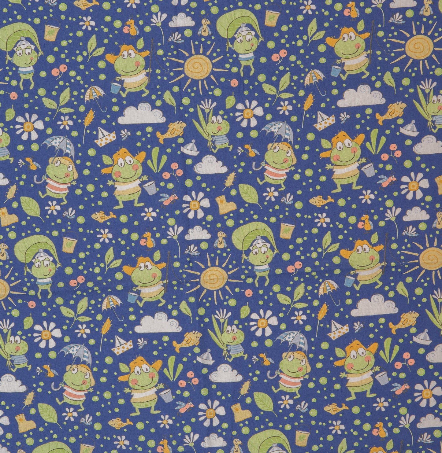 Steinbeck, Baumwolle, Webware, Frosch, Regenschirm, dunkelblau