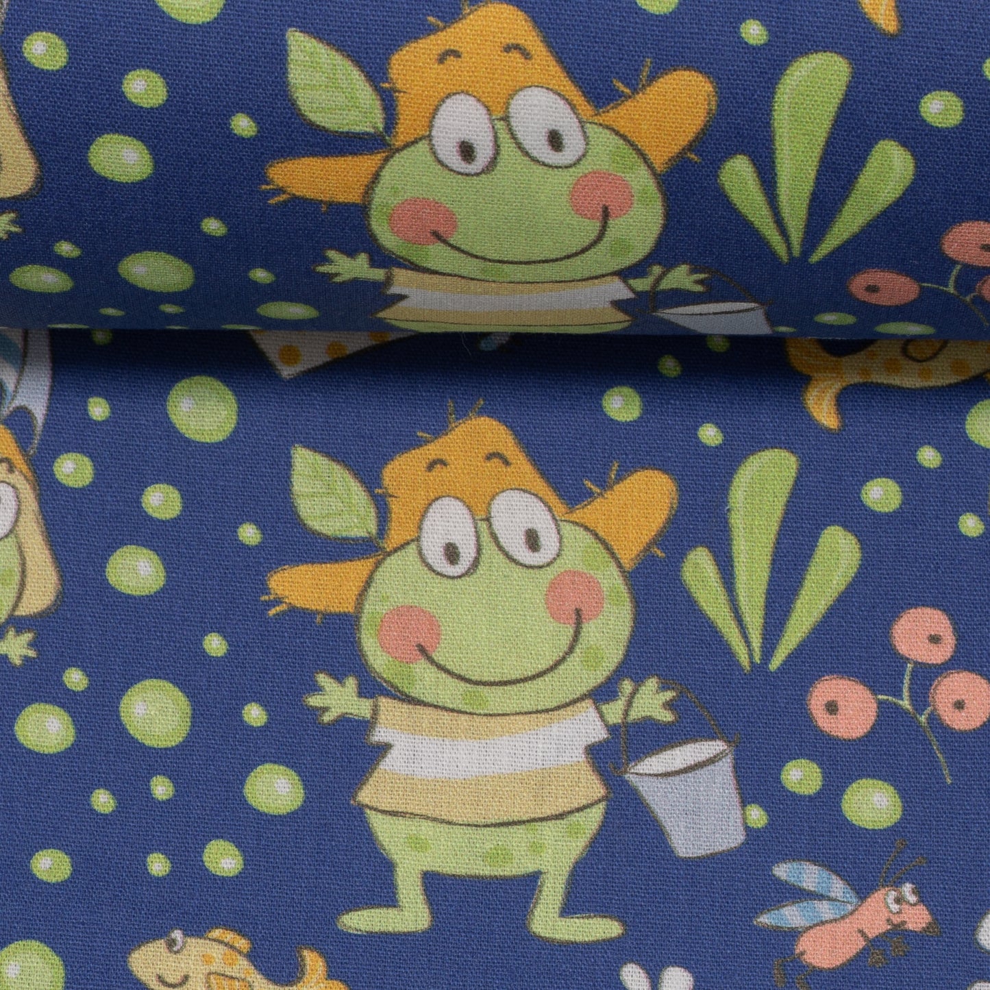 Steinbeck, Baumwolle, Webware, Frosch, Regenschirm, dunkelblau